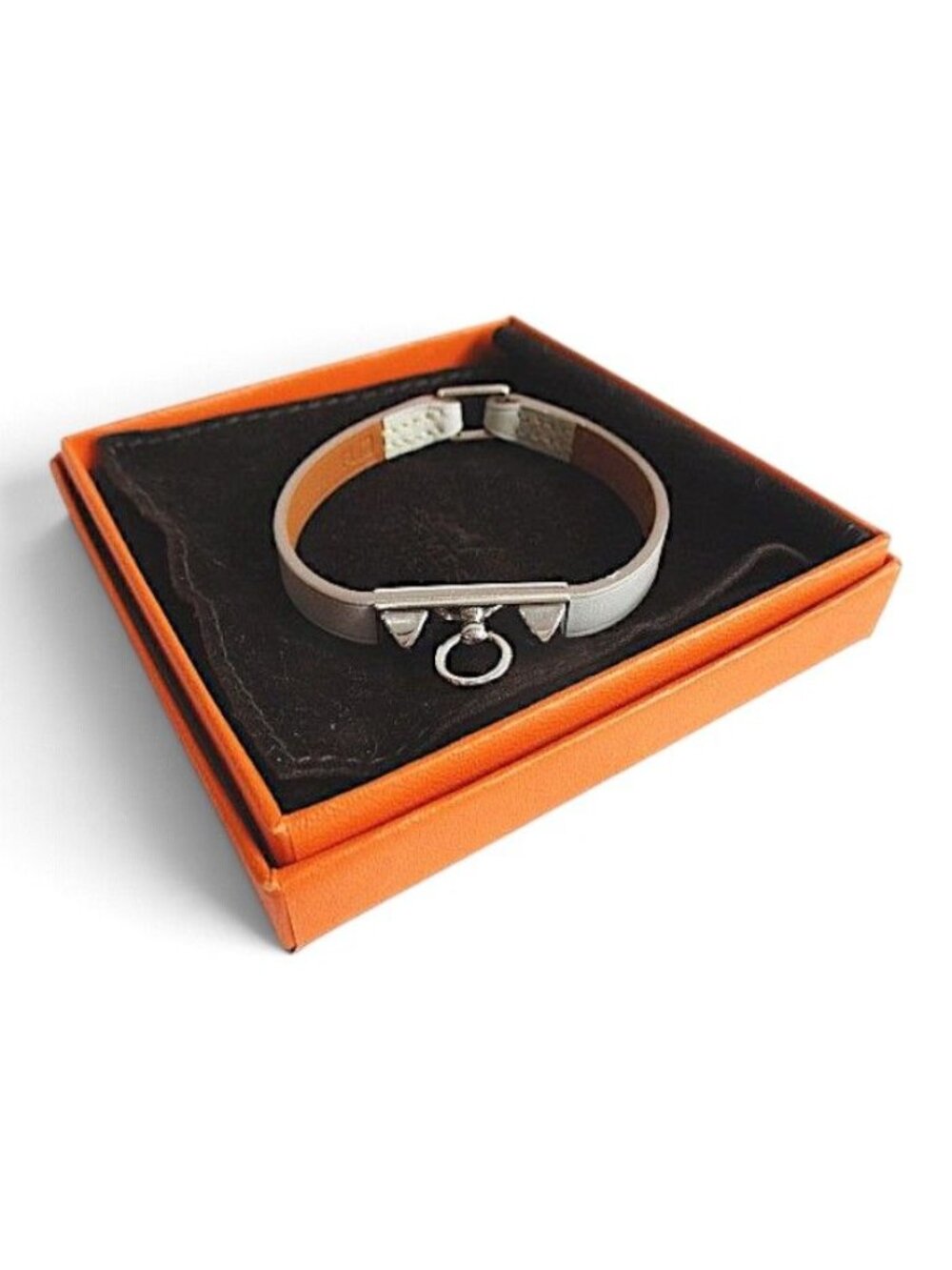 Hermes Leather Bracelet Mini Rival Gray
